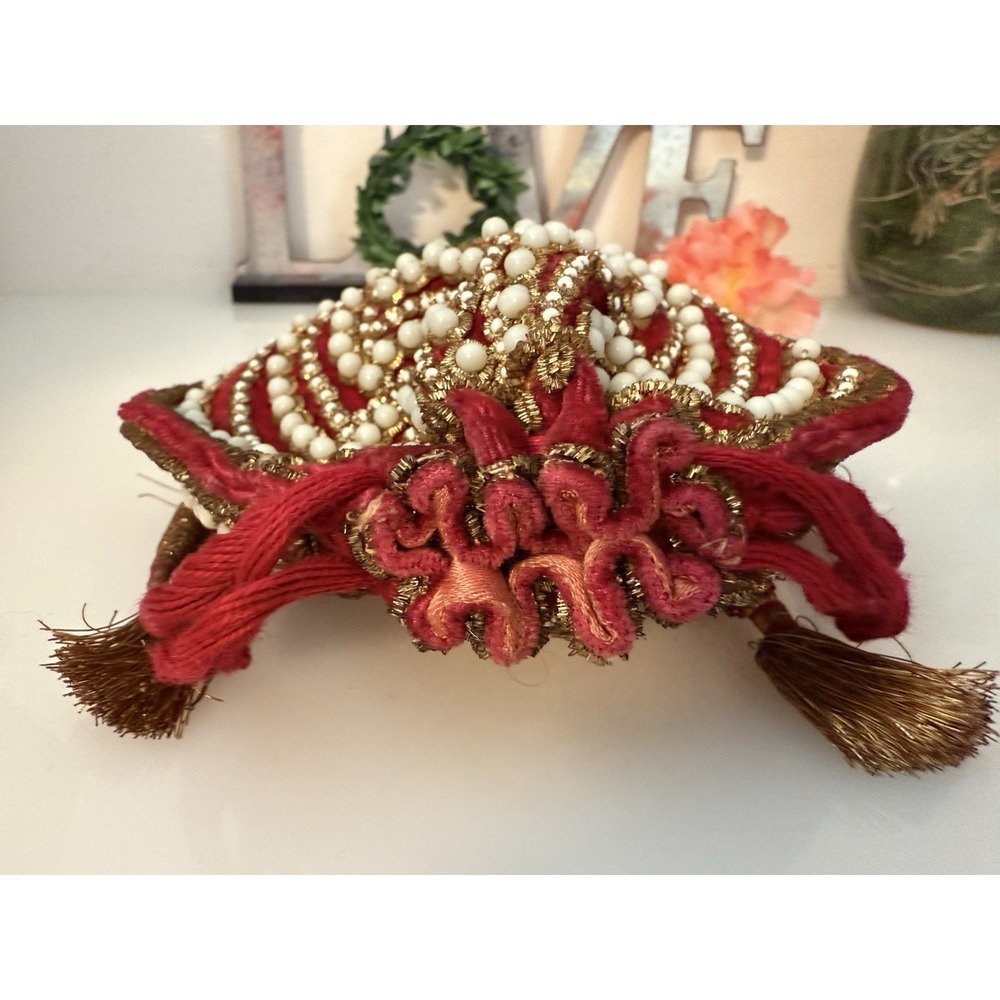 Beaded Vintage Reticule Bag Clutch Pouch Potli Bag Bridal Embroidered Purse 6X5 - Picture 4 of 16